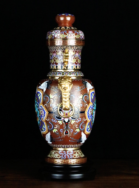 景泰蓝花瓶吉福垒铜胎珐琅摆件