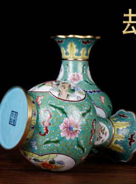 仿古风手绘插花瓶馈赠礼品景泰蓝
