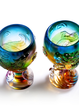 琉璃龙凤杯结婚礼物送朋友闺蜜