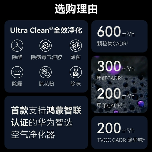 Huawei Intellent Selection 720 Полно -эффектный очиститель воздуха 2, когда -то затронул интеллектуальное автономное отверстие и выключите мощный лодок высокоскоростной очистки