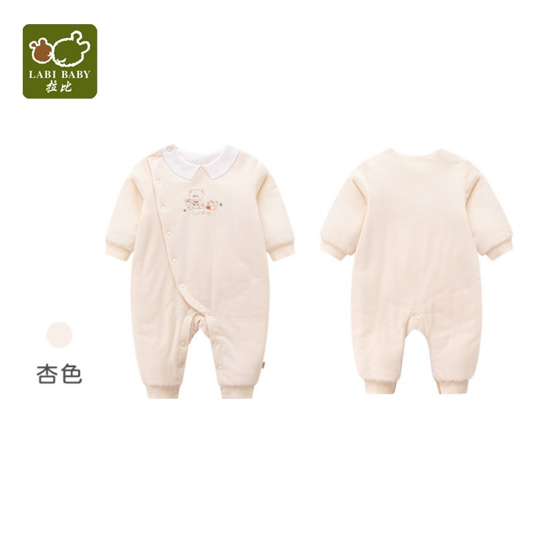 拉比正品2024秋冬新货婴幼儿童保暖连体衣男女宝宝夹薄棉针织爬服 - 图3