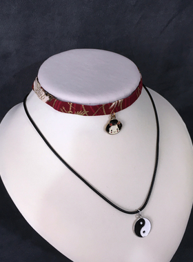 RE自制哥特新中式项链双层八卦吊坠y2k甜酷风项圈