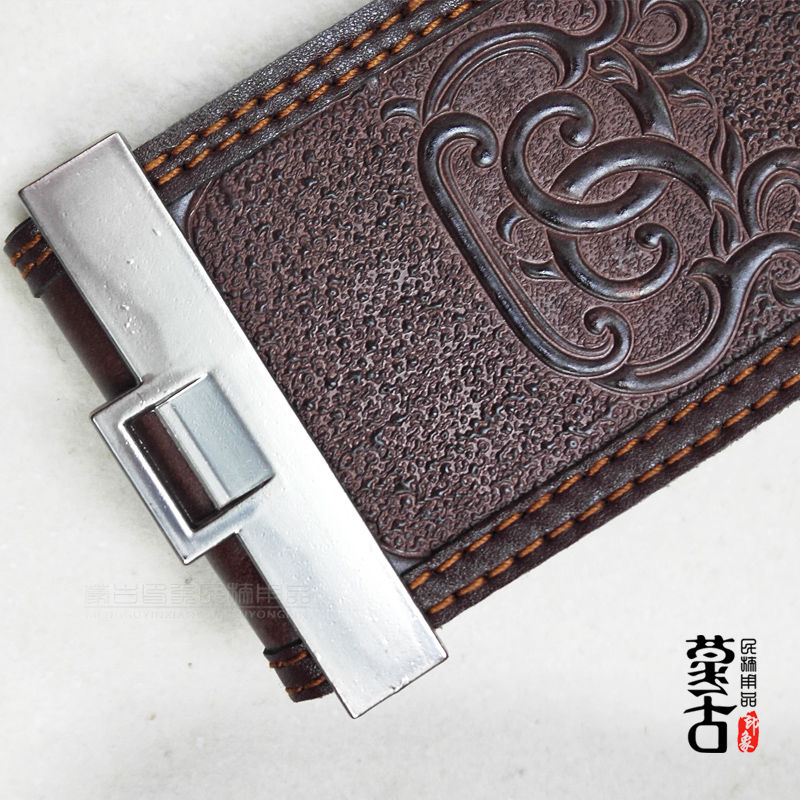 蒙古族腰带男士纯皮蒙古袍佩饰复古个性手工传统民族成人款加宽 - 图2