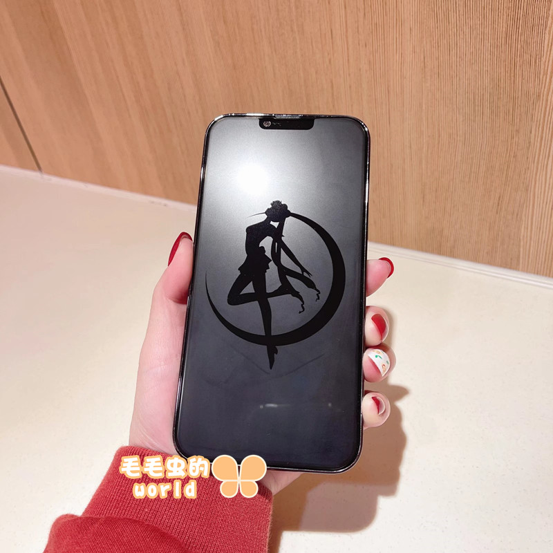 美少女战士适用iPhone11/12/13Promax磨砂息影钢化膜苹果14/15卡通xr - 图0