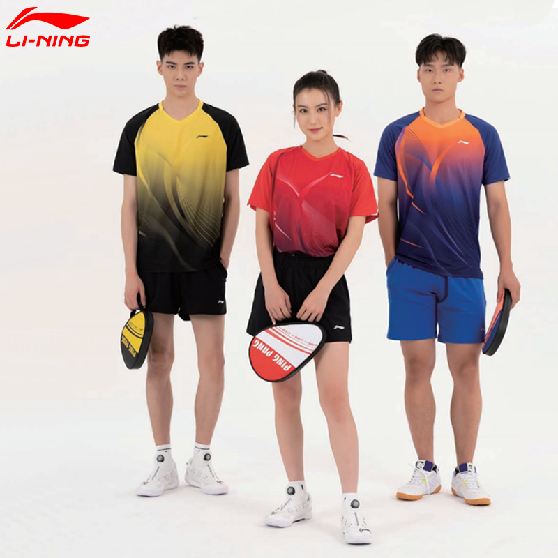 新款李宁乒乓球服短袖训练服速干透气省队团体男女款比赛运动服 - 图0