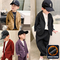 Autumn Winter New Pint Boy Suits Suit Handsome Chair Gown Flowers Children Walk Show Foreign Air Children Han Edition West Suit Tide