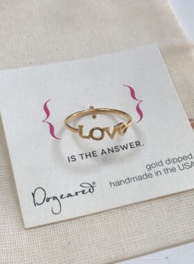 Love字母戒指 银镀金字牌戒指 美国 Dogeared 正品