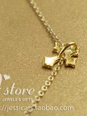 哥特十字架 许愿项链 925银 银镀金链锁骨链 美国Dogeared正品