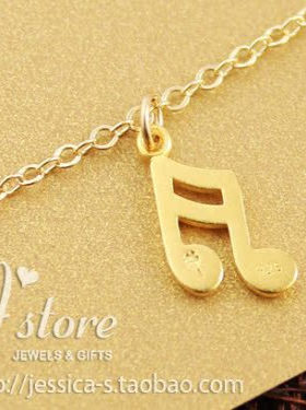 925银镀金链【双音符】吊坠 许愿手链 美国 Dogeared 正品