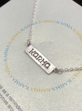 银镀金镂空LUCK横牌项链  银本色镂空KARMA横字牌项链 Dogeared