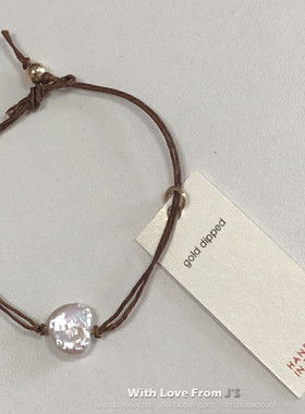 停产款 上蜡亚麻线 LOVE 心形贝母许愿手绳 美国Dogeared正品