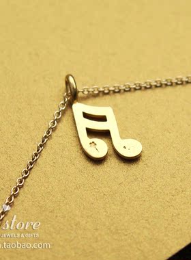双音符 许愿项链 925银镀金链锁骨链 美国Dogeared正品