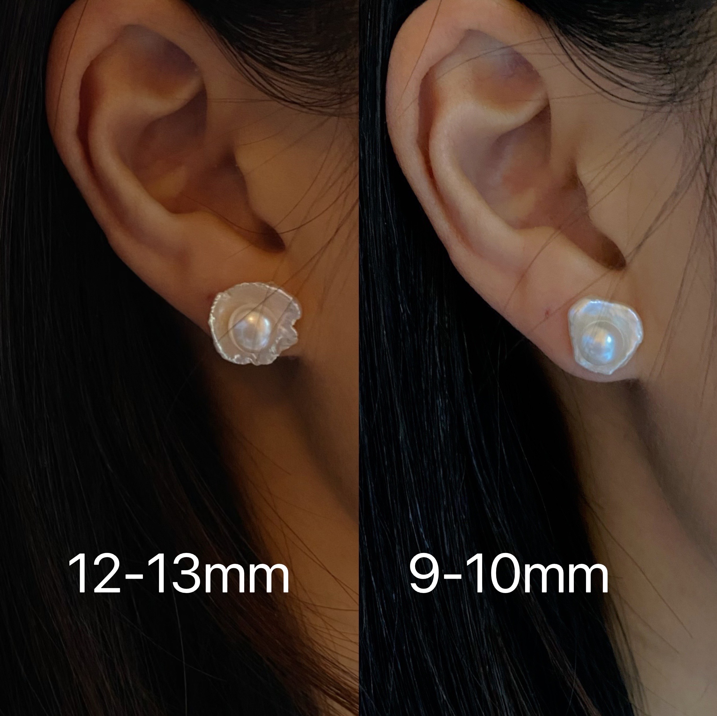 WHYs/睡莲 天然巴洛克异形珍珠14K包金耳钉简约复古高级感耳夹 - 图2