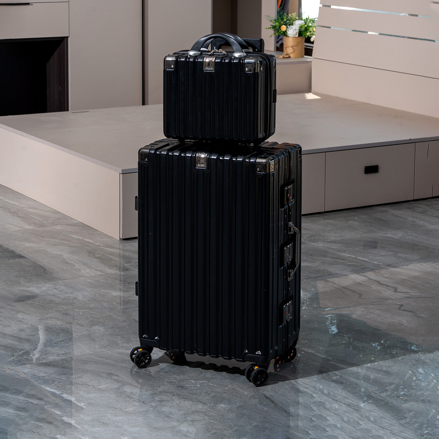 袋鼠高品质旅行行李拉杆箱可上飞机男20寸结实耐用密码登机子母箱 - 图0