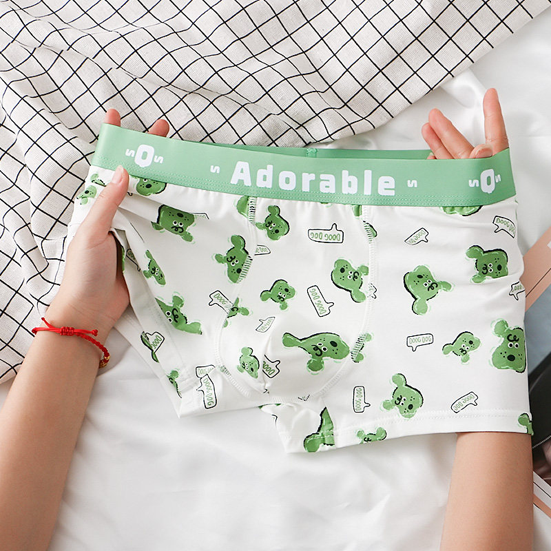 送男朋友礼物男士四角内裤秋冬季棉质青少年可爱小狗运动平角裤头