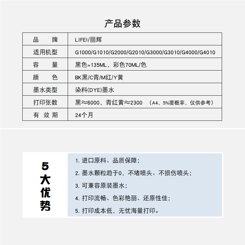 适用canon佳能G1000打印机墨水890G2000G1010G2010G1800G1810G2800G3000G3800G3010G3810G4000G4010墨仓5080 - 图3