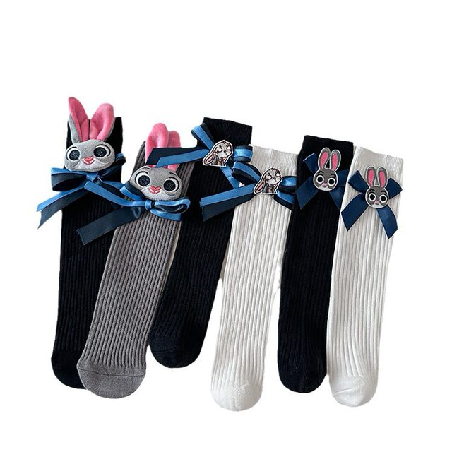 ຖົງຕີນເດັກນ້ອຍ Judy Rabbit Officer Stockings Korean Version 3D Rabbit Cute Cartoon Calf Socks One Size