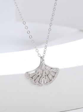 S925纯银杏叶项链女时尚轻奢三生有幸项链精致百搭设计感女锁骨链