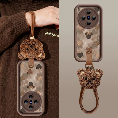 棕色头像适用vivoX300手机壳X300Pro保护套x200新款x100硅胶x90防摔x80por外壳vivo高级感viv0带挂绳x70女x60 - 图0