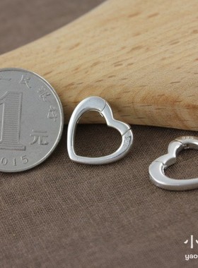 S925吊坠扣纯银配件手工心形弹簧