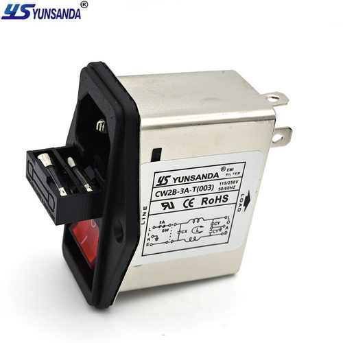 YUNSANDA三合一220v插座净化带开关双保险IEC电源滤波器CW2B-3A-T - 图3