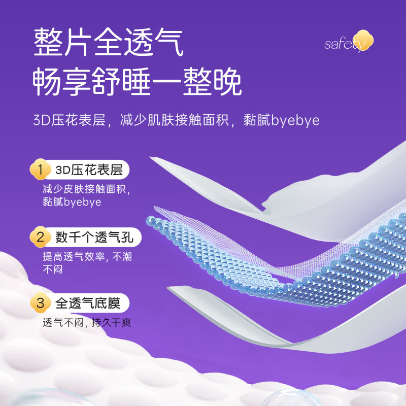 舒莱医护消毒级卫生巾透气悬浮芯纯棉加长夜用430mm【官方正品】