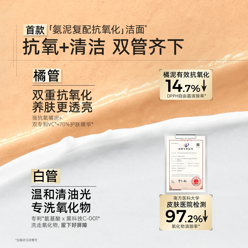 C咖橘泥抗氧化双管洗面奶女男士氨基酸温和清洁洁面乳,淘宝优惠券,粉丝福利购,淘宝优惠卷