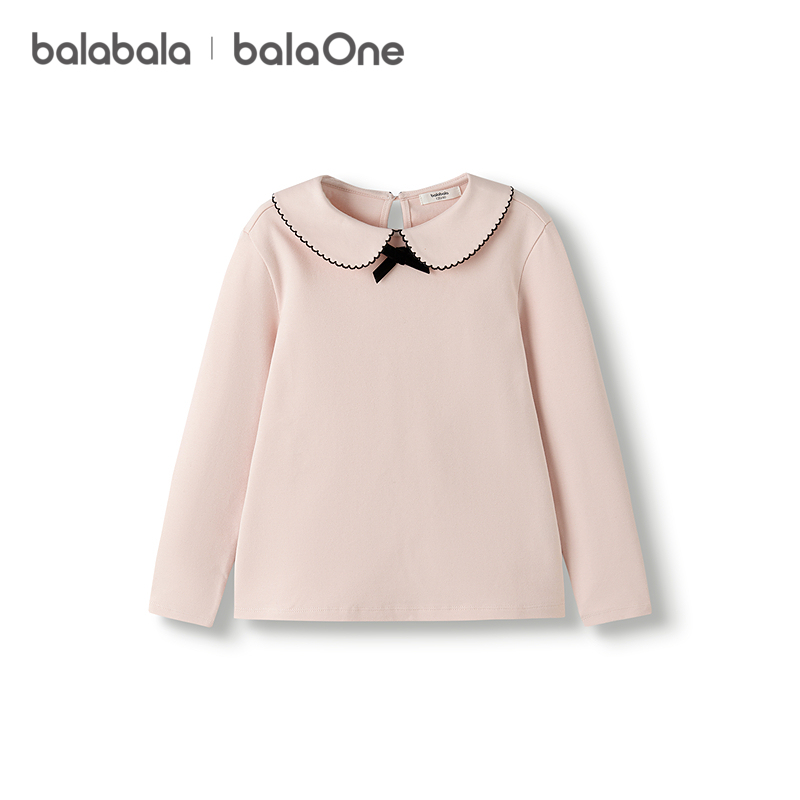 巴拉巴拉balaone女童长袖t恤儿童2025新款秋甜美娃娃领内搭上衣萌