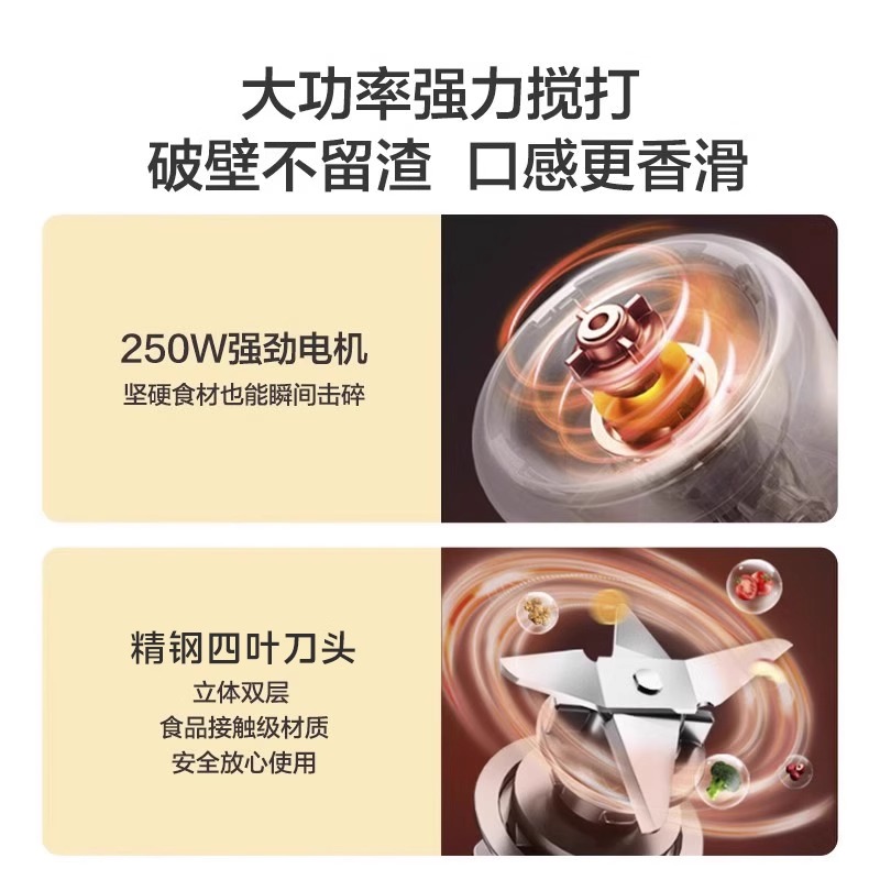 美的榨汁家用小型料理电动便携式榨果汁机辅食婴儿榨汁杯榨汁机