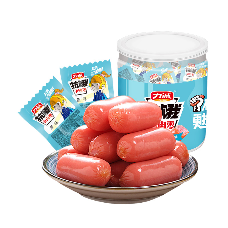 天猫超市力诚原味抗饿小肉枣212g零食小吃休闲食品年货即食猪肉子弹小香肠0