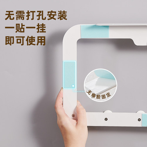 意可可门后挂钩免打孔宿舍无痕墙壁置物架卧室门上衣帽收纳挂架 - 图3