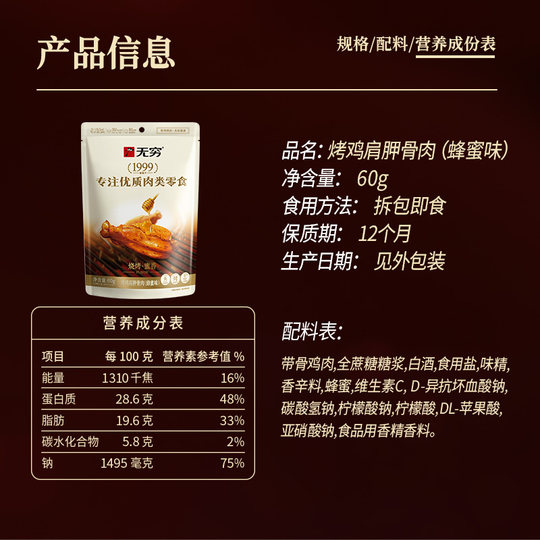 无穷蜂蜜烤鸡肩胛骨肉烤伴翅 卤味熟食小鸡腿办公休闲零食小吃