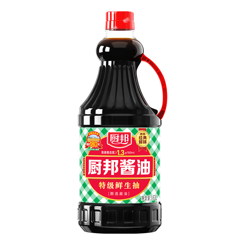 厨邦酱油1.63L特级生抽黄豆酿造酱油调味品家用调料凉拌炒菜 - 图0