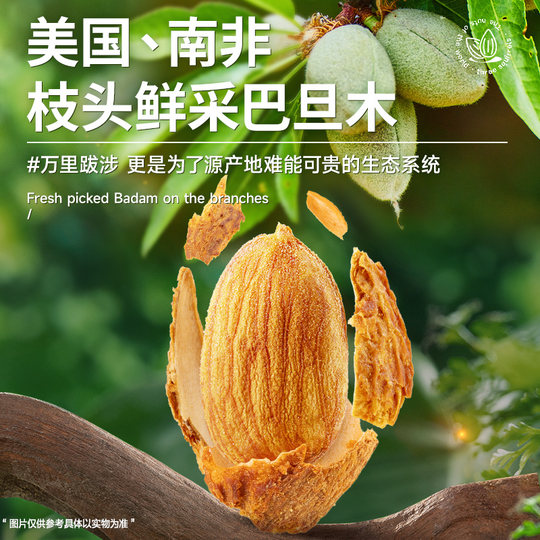 Three squirrels hands peeling almond nuts