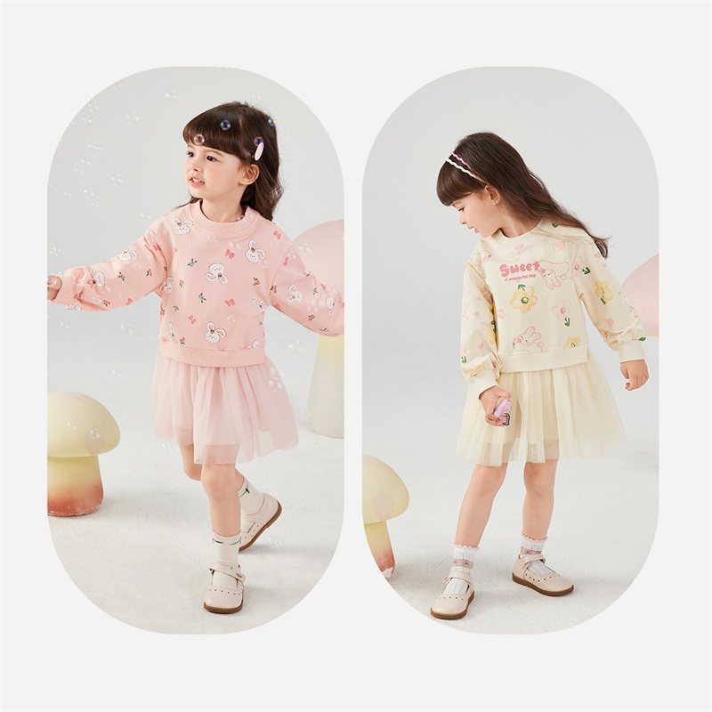 [7A抗菌]女童春秋连衣裙宝宝秋季假两件卫裙小童甜美裙子儿童纱裙,淘宝优惠券,粉丝福利购,淘宝优惠卷