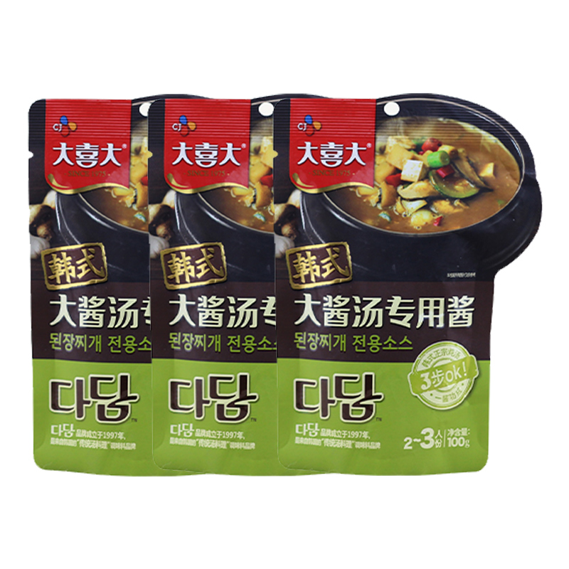 大喜大韩国大酱汤酱东北农家韩式大酱传统海带汤酱料100g*3袋调料 - 图0
