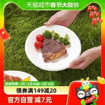 Temei Residence Degradable Disposable Plate Round Sugarcane Pulp 7 Inch 50 Home Picnic Cake Paper Tray