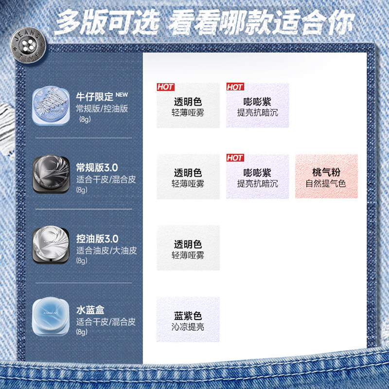 卡姿兰3.0黑磁散粉定补妆遮瑕控油持久不脱妆持妆不卡粉大牌正品