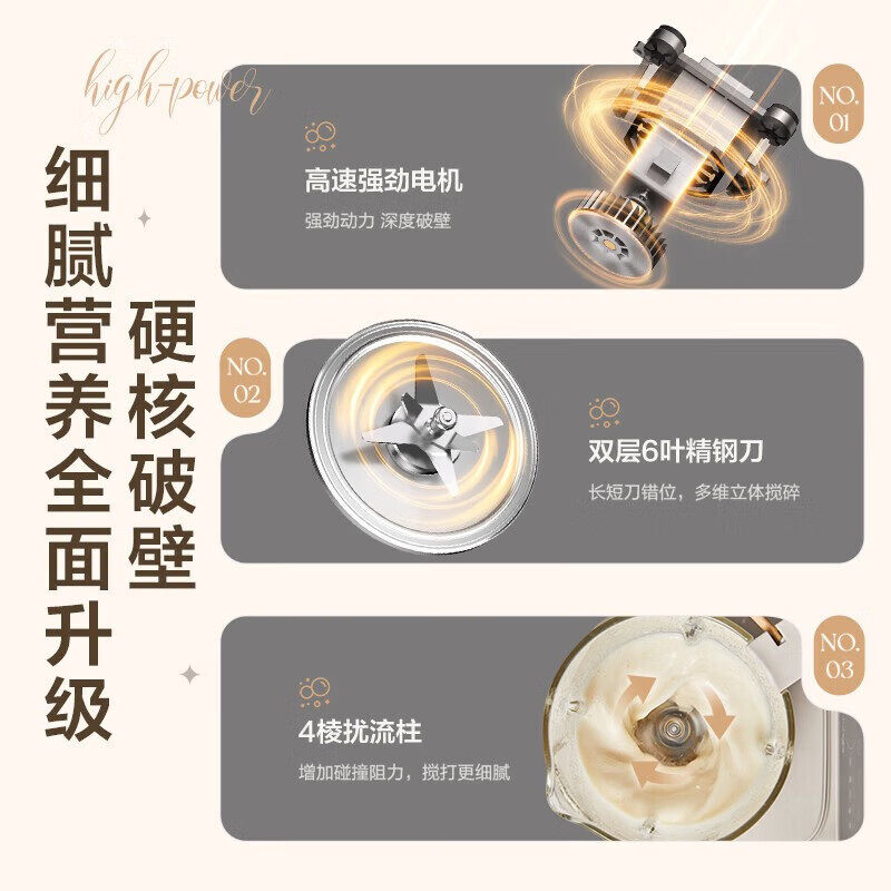 小熊可拆刀洗破壁机免过滤料理豆浆机家用多功能小型全自动类静音,淘宝优惠券,粉丝福利购,淘宝优惠卷