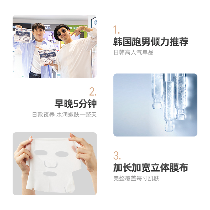 Gik胶原蛋白修护急救面膜女玻尿酸补水保湿21片清洁紧致官方正品