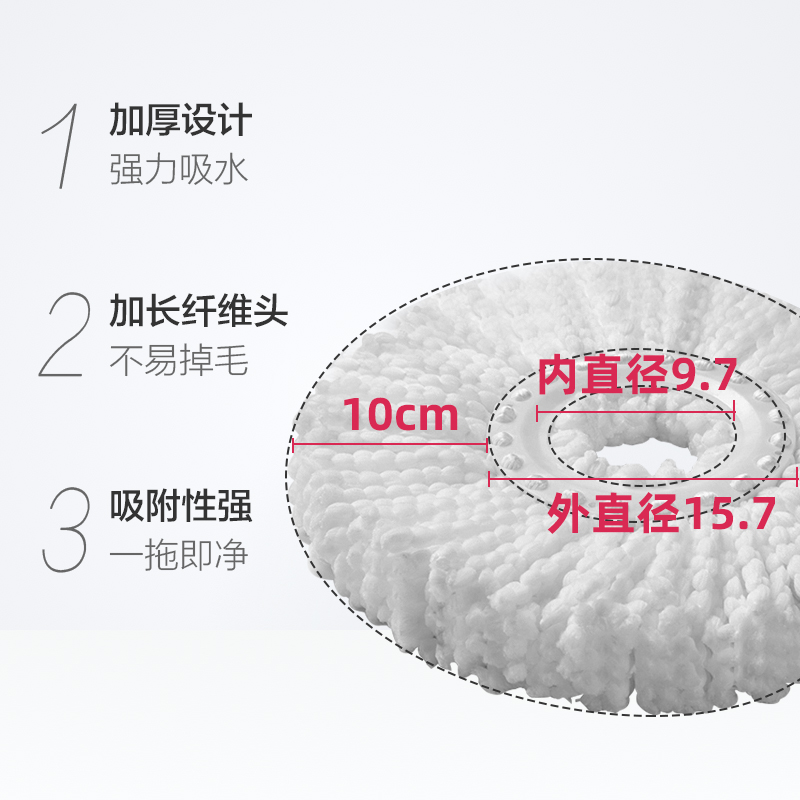 太太乐拖布拖把头替换头2只旋转拖把替换头通用懒人拖布家用拖地-图1