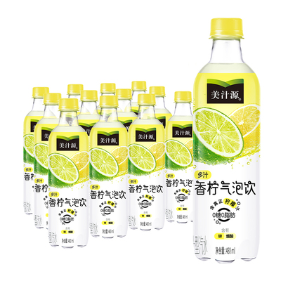 可口可乐 美汁源香柠气泡饮碳酸饮料柠檬汁汽水480ml*12瓶整箱装
