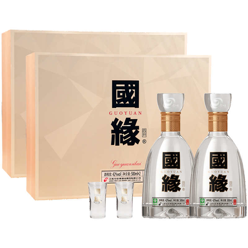 今世缘国缘四开幽雅醇厚型白酒42度500ml*2瓶*2礼盒装 商务宴请