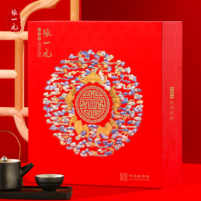 张一元茶叶四大茗茶五福礼盒红茶龙井铁观音中国风礼盒 - 图2