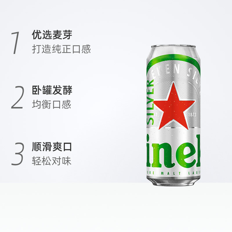 喜力星银（Heineken Silver）啤酒500ml*24听/箱