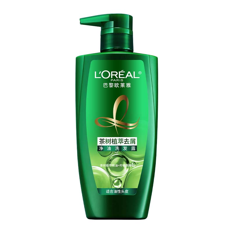 欧莱雅绿瓶茶树植萃去头屑控油男女洗发水露清爽无硅油官方正品