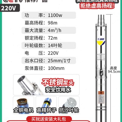 新深井泵不锈钢潜水泵220V高扬程加压抽水机深水泵380v三相电抽厂 - 图0