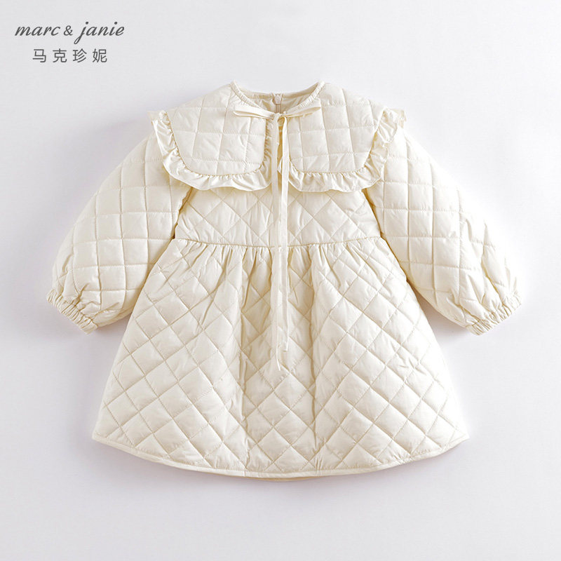 马克珍妮新年红秋冬裙子女童泡泡袖翻领连衣裙 儿童夹棉裙子,淘宝优惠券,粉丝福利购,淘宝优惠卷