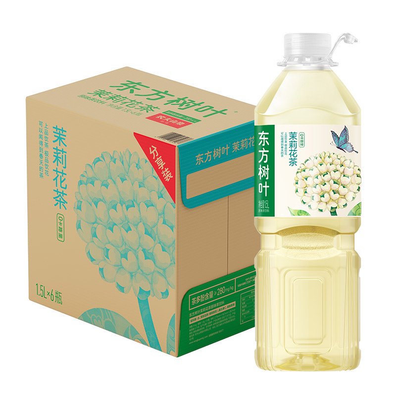 农夫山泉东方树叶茉莉花茶1.5L*6瓶/箱无糖茶饮