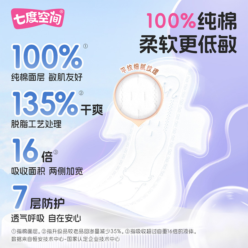 七度空间少女超薄整箱338组合官方店旗舰正品姨妈夜用卫生巾32片